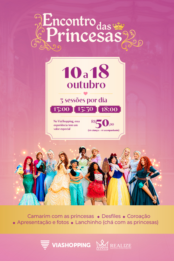 Encontro das Princesas reúne magia e diversão no ViaShopping Barreiro